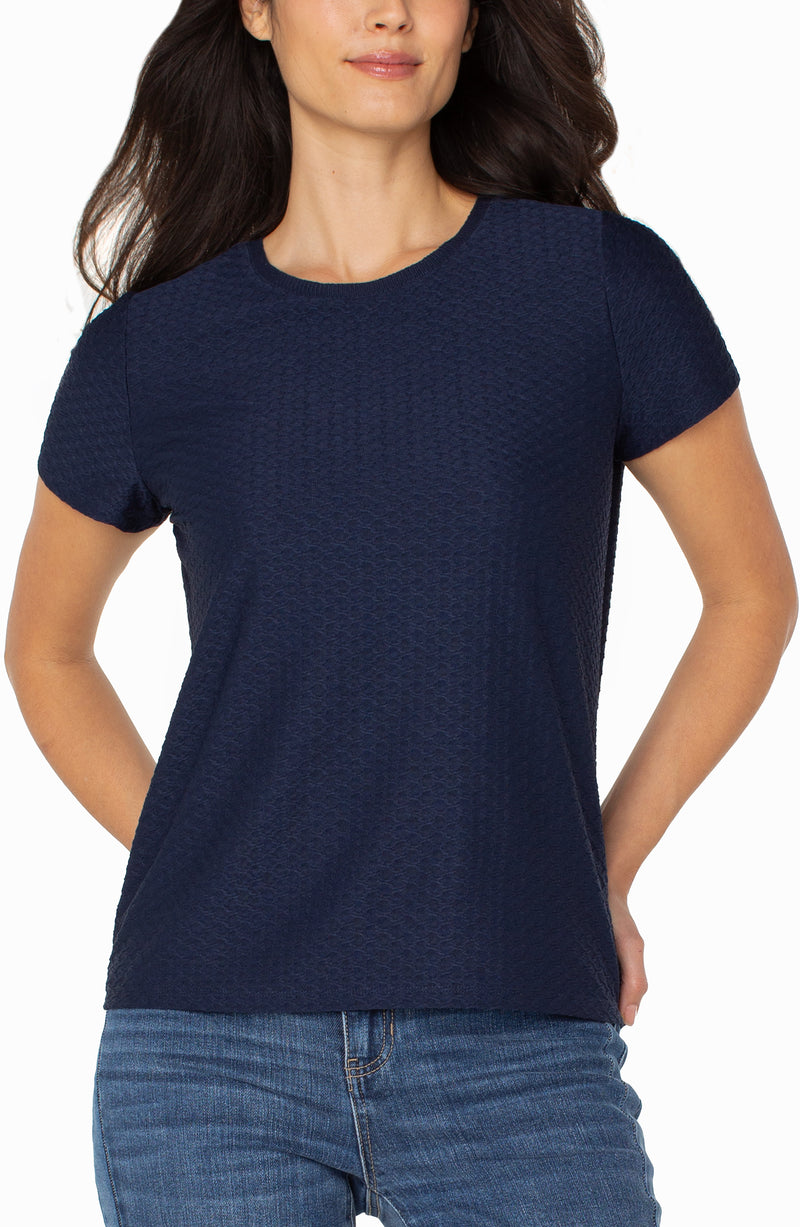 Liverpool Short Sleeve Crew Neck Tee with Rib Trim | Dark Navy