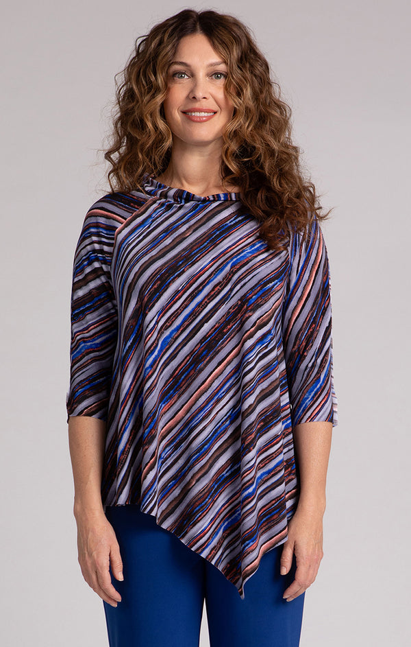 Sympli Raglan Handkerchief Top-Elemental Stripes