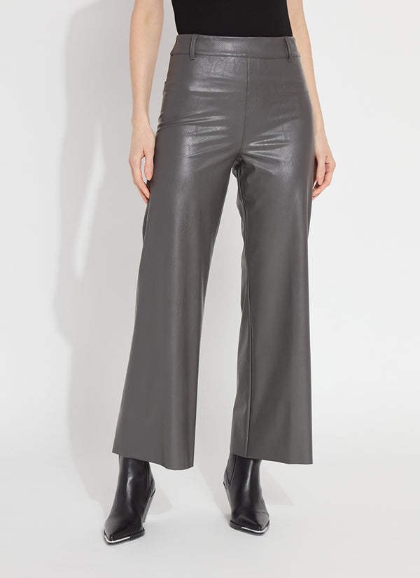 Lyssé Vegan Leather Wide Leg-Gray Ash