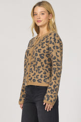 Dear John Denim Amina Button Up Sweater | Leopard