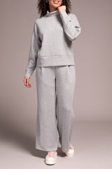 Tribal Long Sleeve Funnel Neck Top | Light Grey Mix