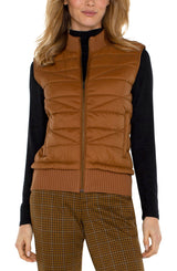 Liverpool Sleeveless Quilted Front Full Zip Sweater Vest | Tumeric