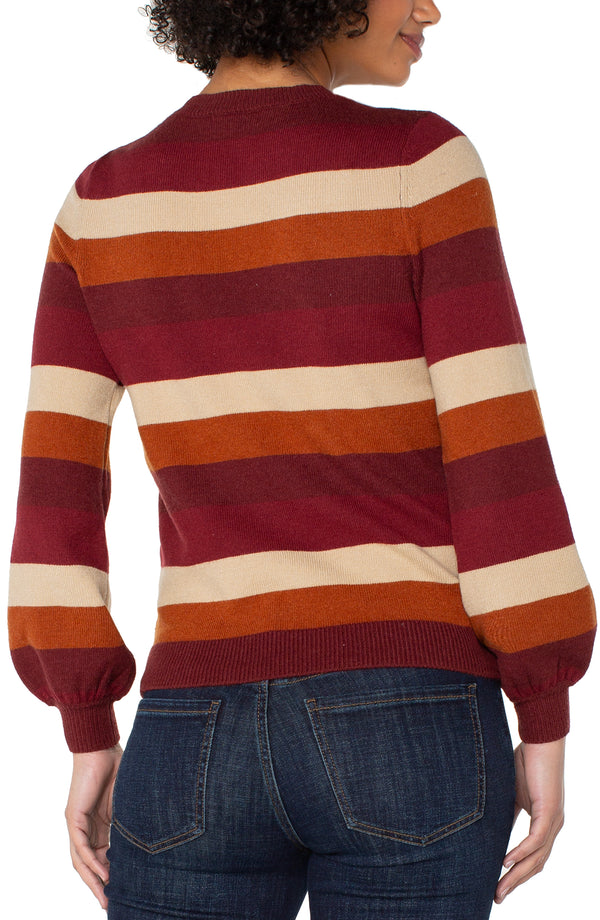 Liverpool Long Sleeve Crew Neck Sweater | Burgundy Stripe