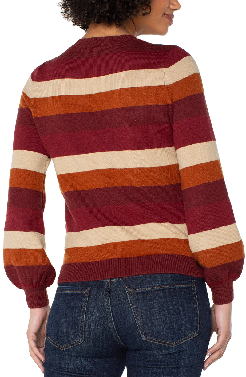 Liverpool Long Sleeve Crew Neck Sweater | Burgundy Stripe