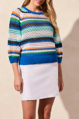 Tribal Cotton Three-Quarter Sleeve Sweater-Riviera