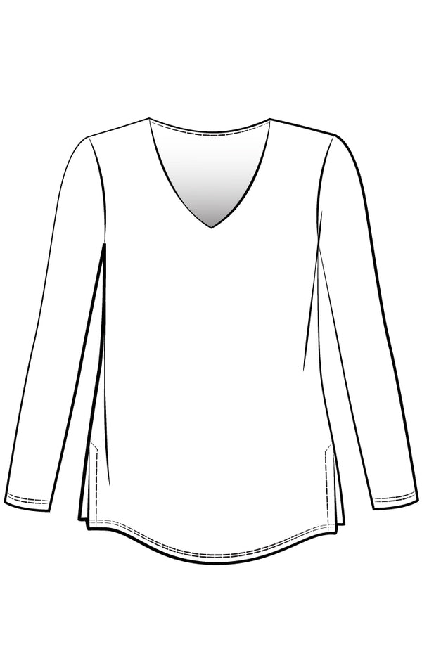 Sympli Go To Soft V-Neck Long Sleeve Top | White