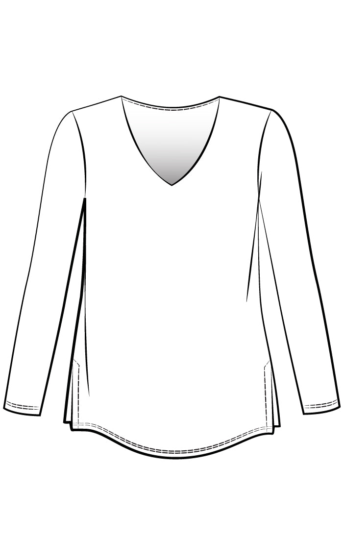 Sympli Go To Soft V-Neck Long Sleeve Top | White
