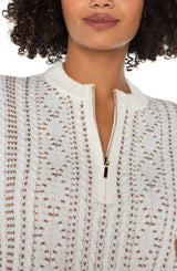 Liverpool Cap Sleeve Dolman 1/2 Zip Sweater | Cream/Camel