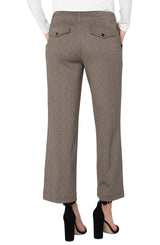 Liverpool Wide Leg Crop Trouser | Camel/Sand Stripe
