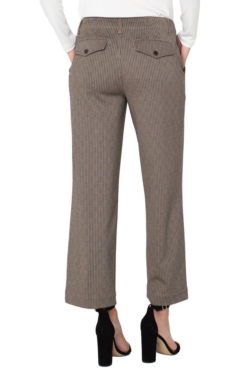 Liverpool Wide Leg Crop Trouser | Camel/Sand Stripe