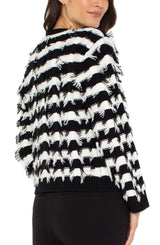 Liverpool Long Sleeve Cardigan Sweater | Black/White