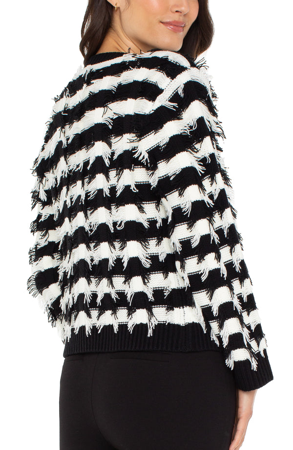 Liverpool Long Sleeve Cardigan Sweater | Black/White