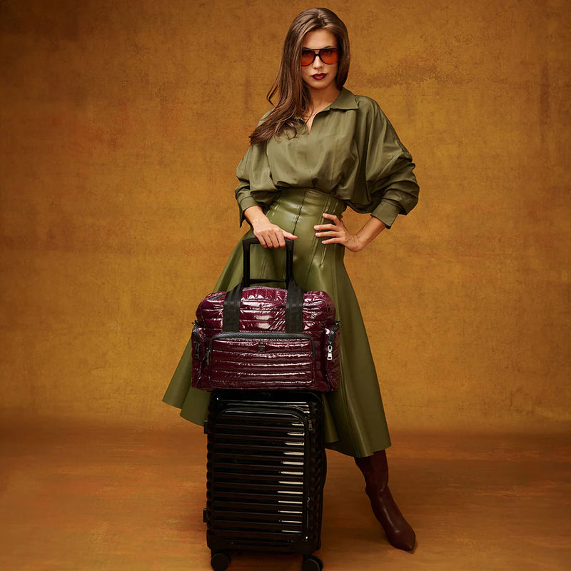 Think Royln Voyager Travel Bag | Glossy Deep Burgundy