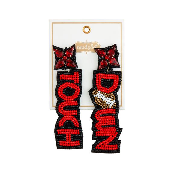 Mudpie Red Touch Down Beaded Earrings