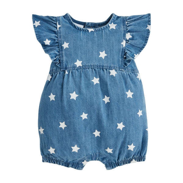 Mudpie Denim Star Baby Romper