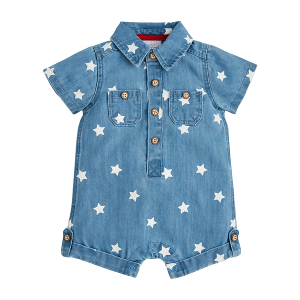 Mudpie Denim Star Baby Shortall