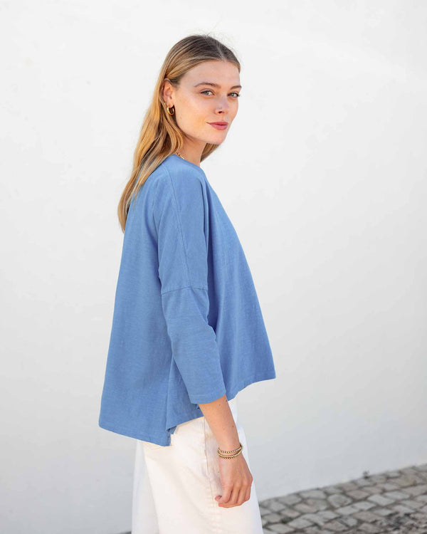 Mersea Catalina Slub Tee | Azure Blue