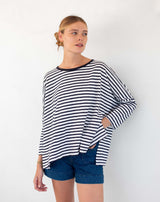 Mersea Catalina Slub Tee | White/Navy Ringer