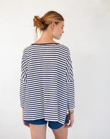 Mersea Catalina Slub Tee | White/Navy Ringer