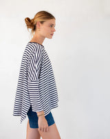 Mersea Catalina Slub Tee | White/Navy Ringer